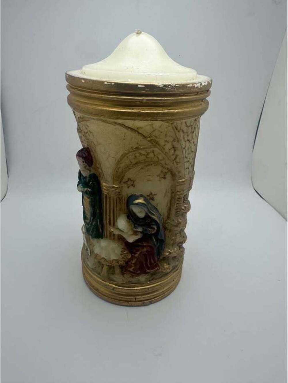 Vintage Nativity Scene Pillar Candle